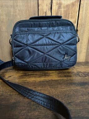 lug Roundabout XL Quilted Nylon Crossbody Bag - Black